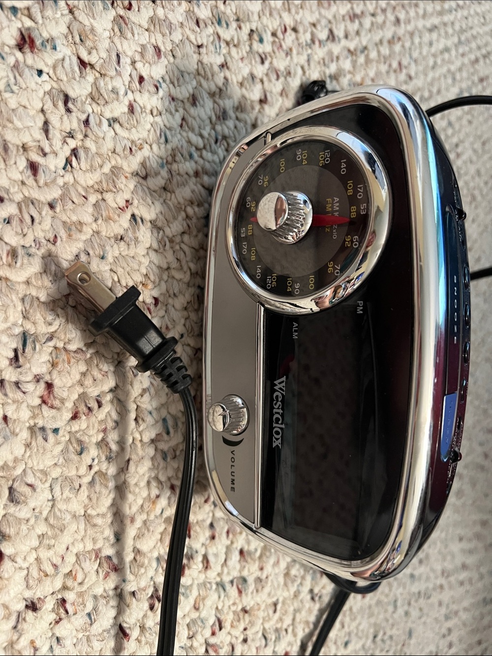 Westclox Retro Chrome AM/FM Clock Radio - Black and Chrome
